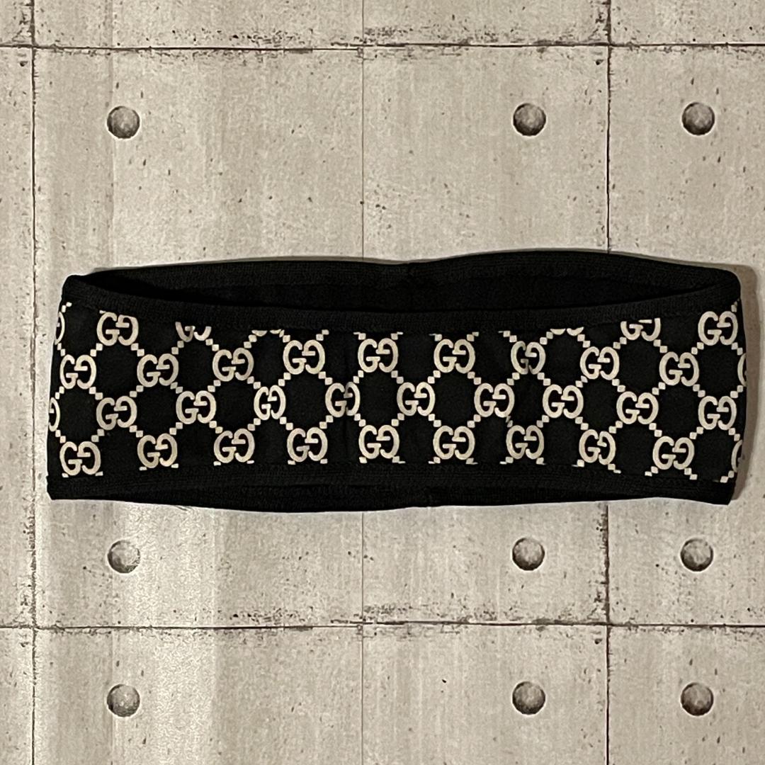 GUCCI グッチ ヘアバンド ネックウォーマー GG ロゴ ブラック Ｌ