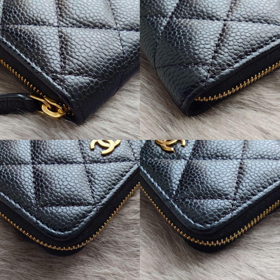 【極美品 付属品完備】【CHANEL】 パース キャビアスキン ブラック