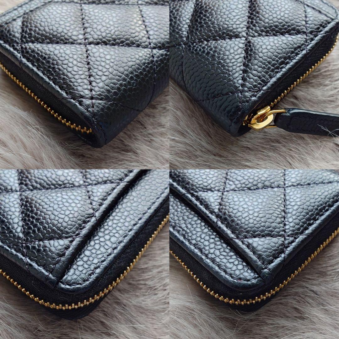 【極美品 付属品完備】【CHANEL】 パース キャビアスキン ブラック