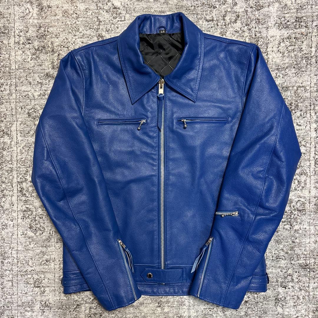 レザージャケット ライダース ドミネーター ロイヤルブルー 水牛革 サイズ44