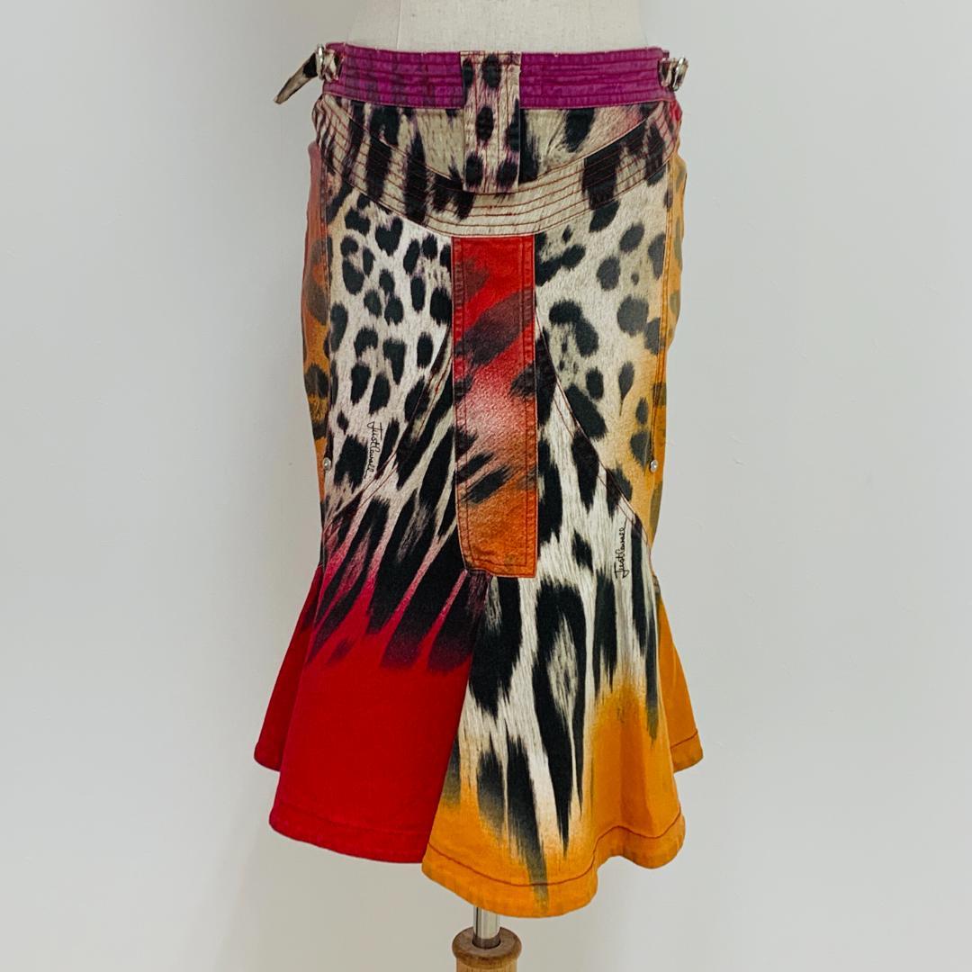 美品 JUST Cavalli レオパード柄 フレア M イタリア製 上品