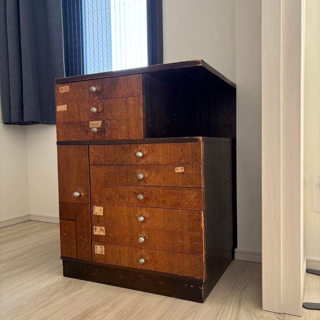 昭和レトロ 木製 小引き出し 収納棚 古家具 アンティーク 作業台