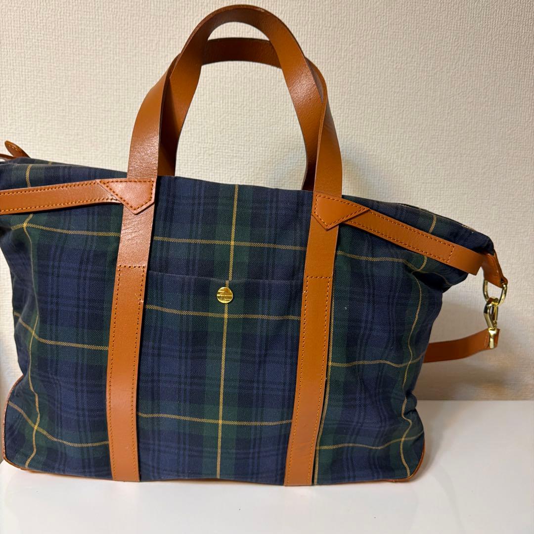 earth made ボストンバッグ チェック柄