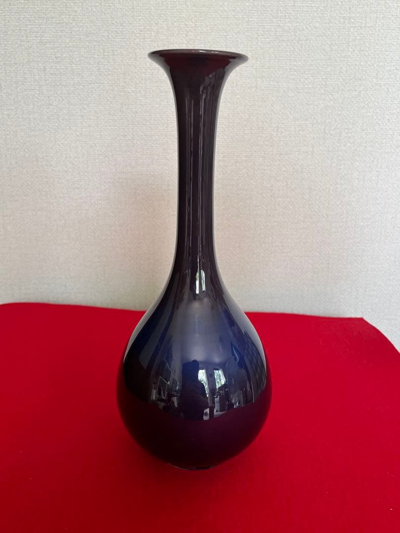 人間国宝 三代 徳田八十吉（正彦銘）深厚釉 花生 高さ約26.3㎝ T280