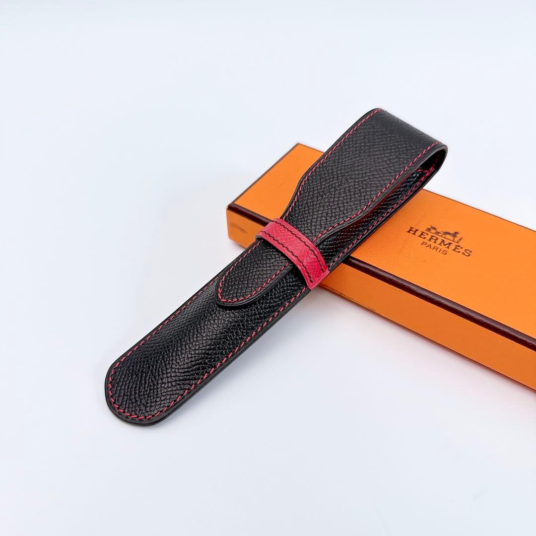 エルメス ペンケース バイカラー ブラック レッド 文房具 ステーショナリー