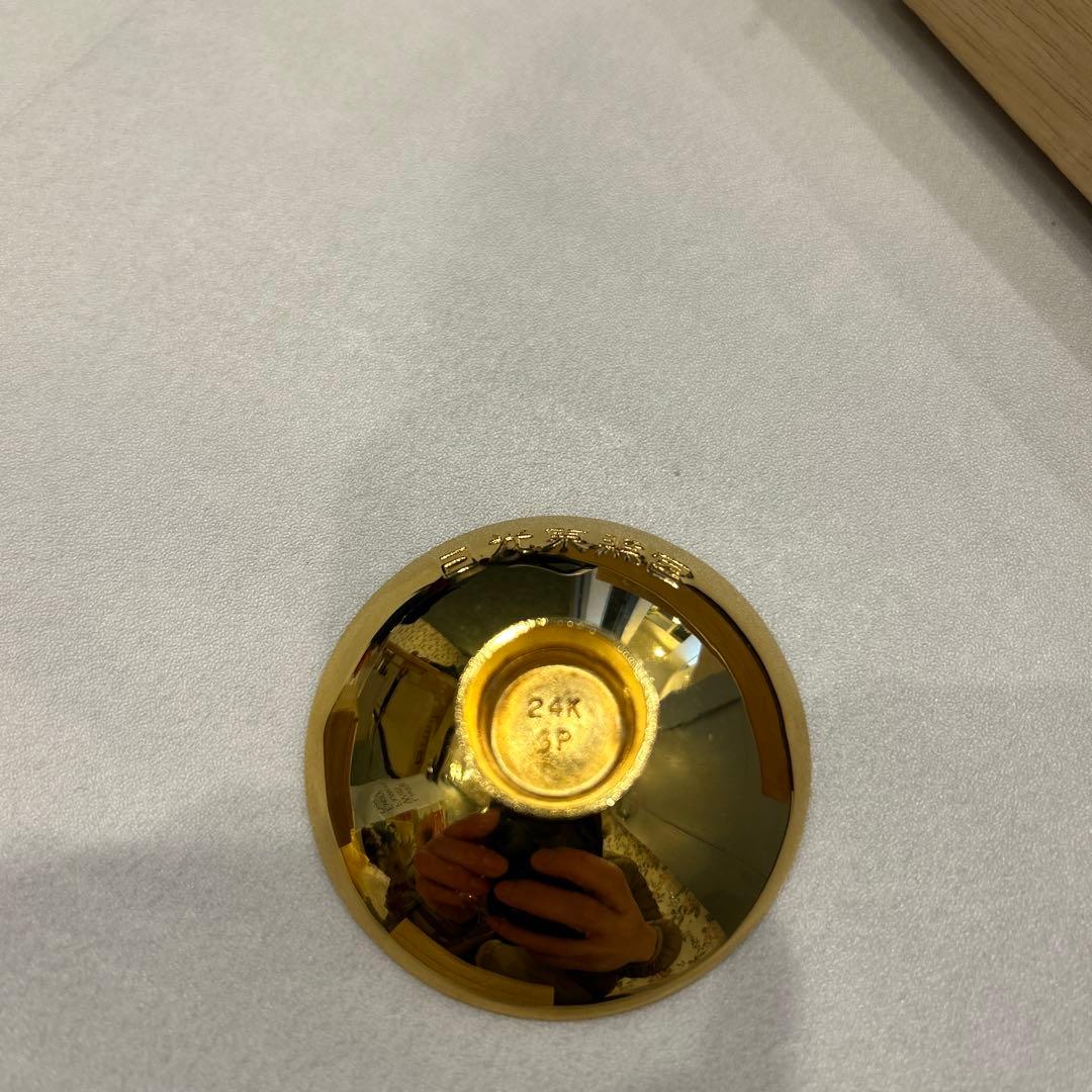 24k 金製小皿 日光東照宮　延命長寿　木箱付き