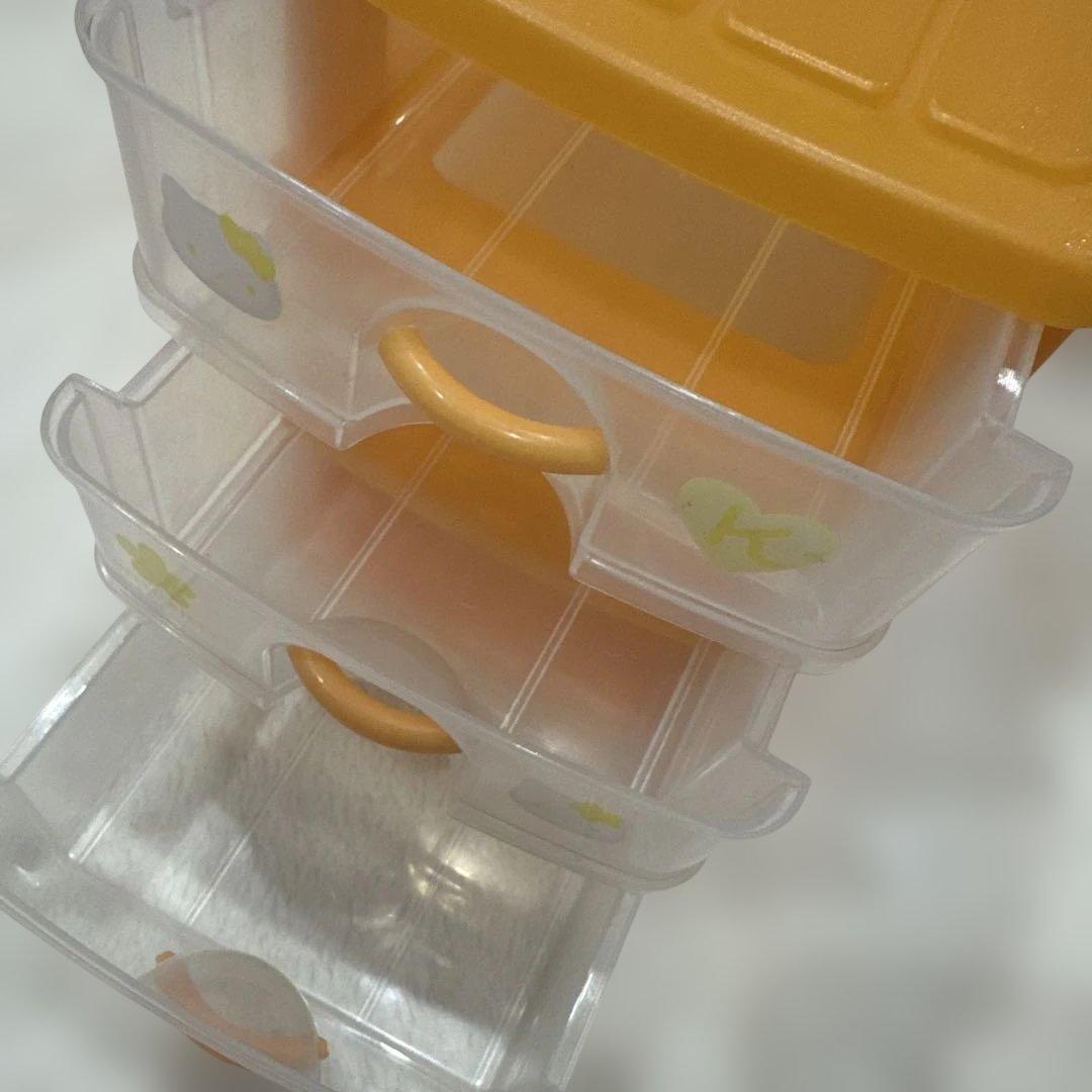 平成レトロ ハローキティ 3段ミニチェスト　オレンジ　グリーン　セット