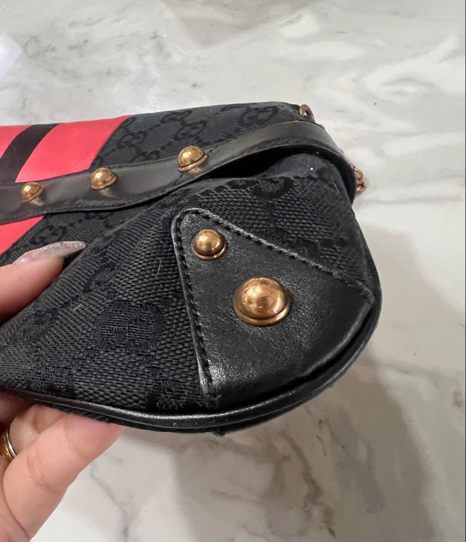 GUCCI バンブー チェーンバッグ ホースビットブラック/ピンク