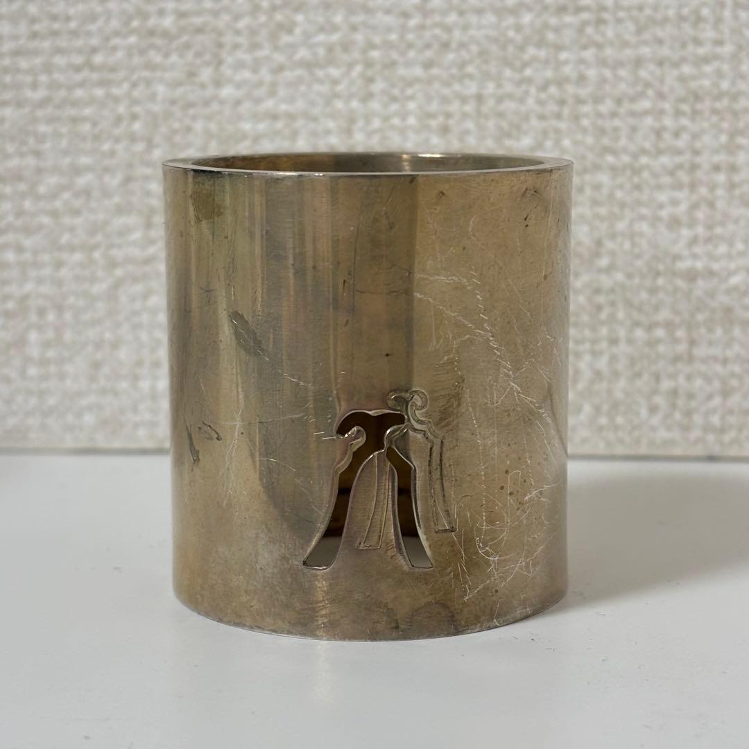 銀製 笛鼓蓋置 重量88g