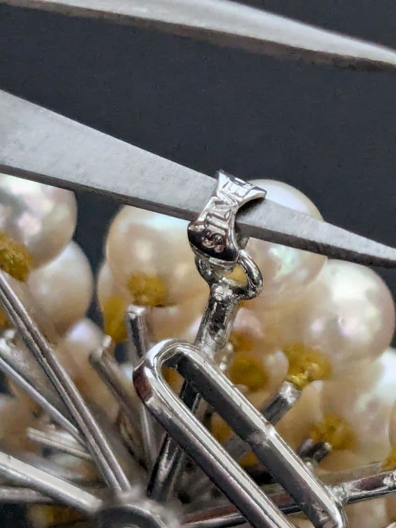 リ*ン様 本真珠　パールブローチ　帯留め　SILVER950