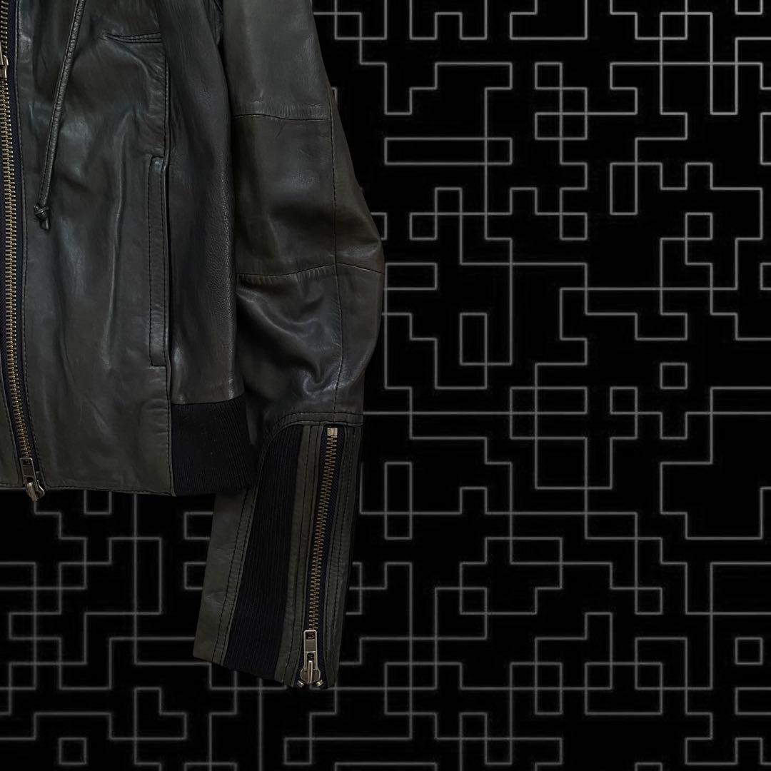 ジャケット・アウター 00s archive fur leather hoodie y2k punk