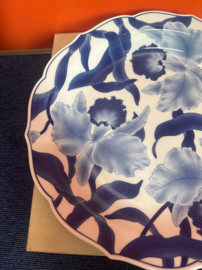 1764 香蘭社 染 カトレア 大皿　30cm 未使用