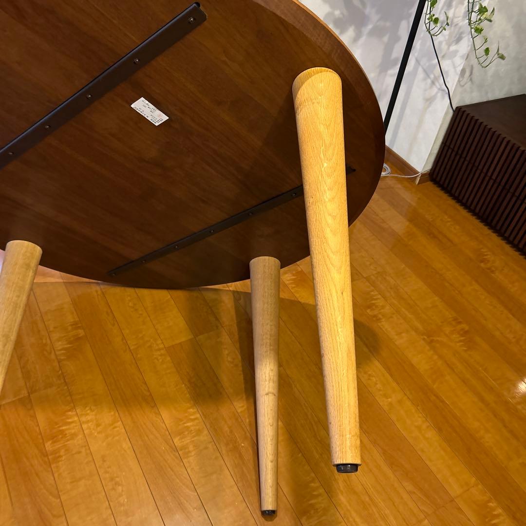 柏木工　円形木製テーブル ブラウン