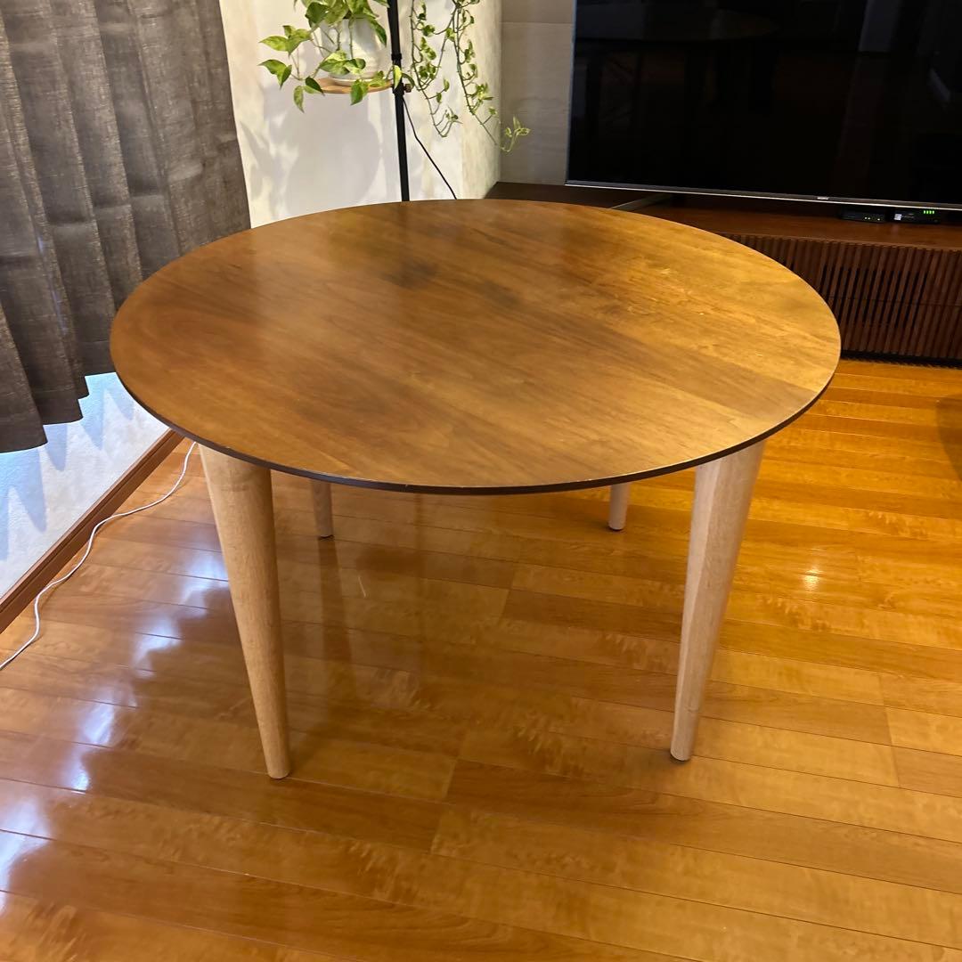 柏木工　円形木製テーブル ブラウン