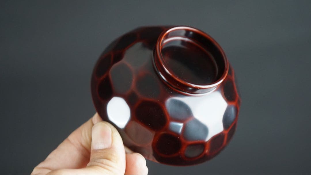 輪島塗 渦蒔絵 亀甲形 吸物椀 5客 共箱 未使用 美品