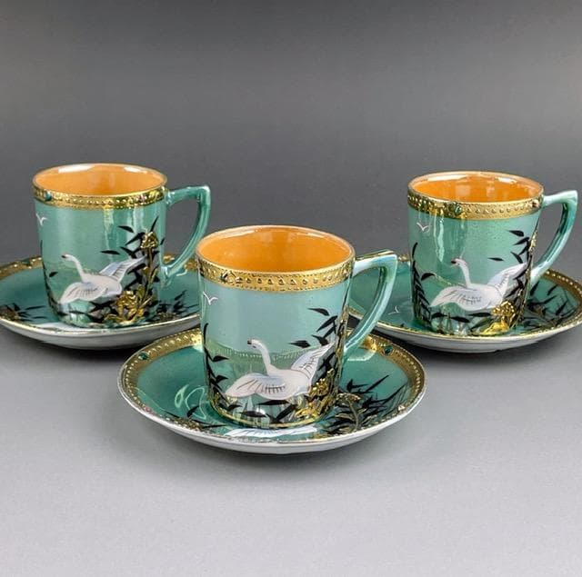 【希少】オールドニッポン ジュエル ティーセット ラスター彩 フライングスワン