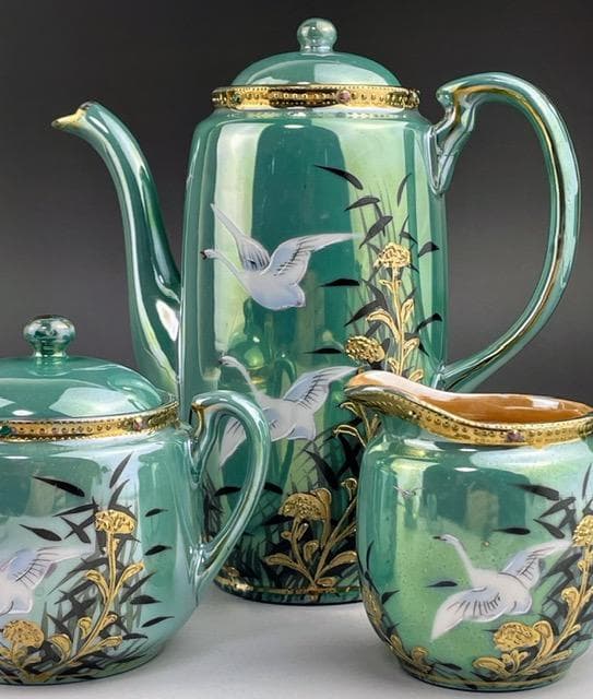 【希少】オールドニッポン ジュエル ティーセット ラスター彩 フライングスワン