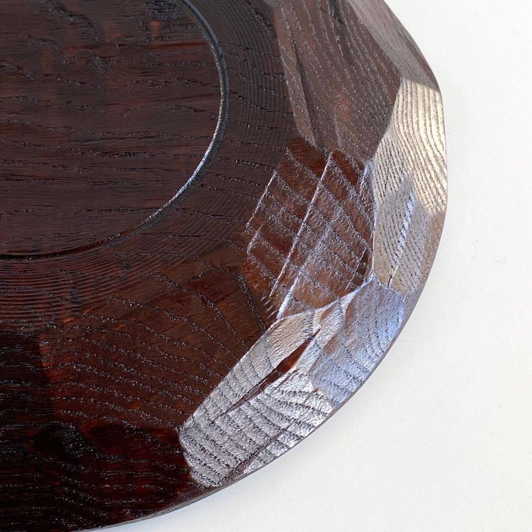 二代目村瀬治兵衛 沢栗大盆 千菓子器 本漆塗り 木彫り 漆器 丸盆 民芸品