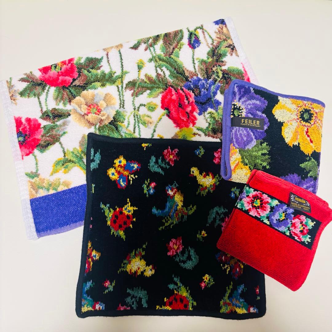 新品未使用ꫂ ၴႅၴ‪*. FEILER フェイラー ハイジ 花柄 タオルハンカチ