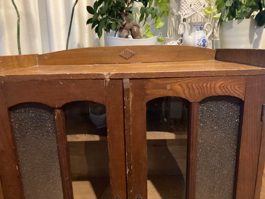 昭和レトロ　ガラスキャビネット　本棚