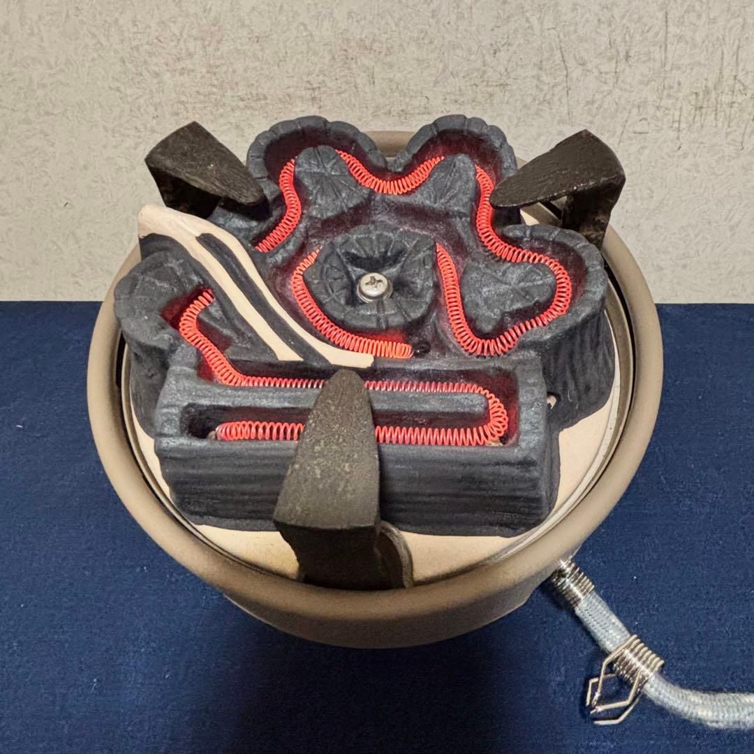 人間国宝敬典造 風炉 電熱器 唐銅鬼面風炉 南鐐撮 野々田製 敷板 底瓦 茶道具