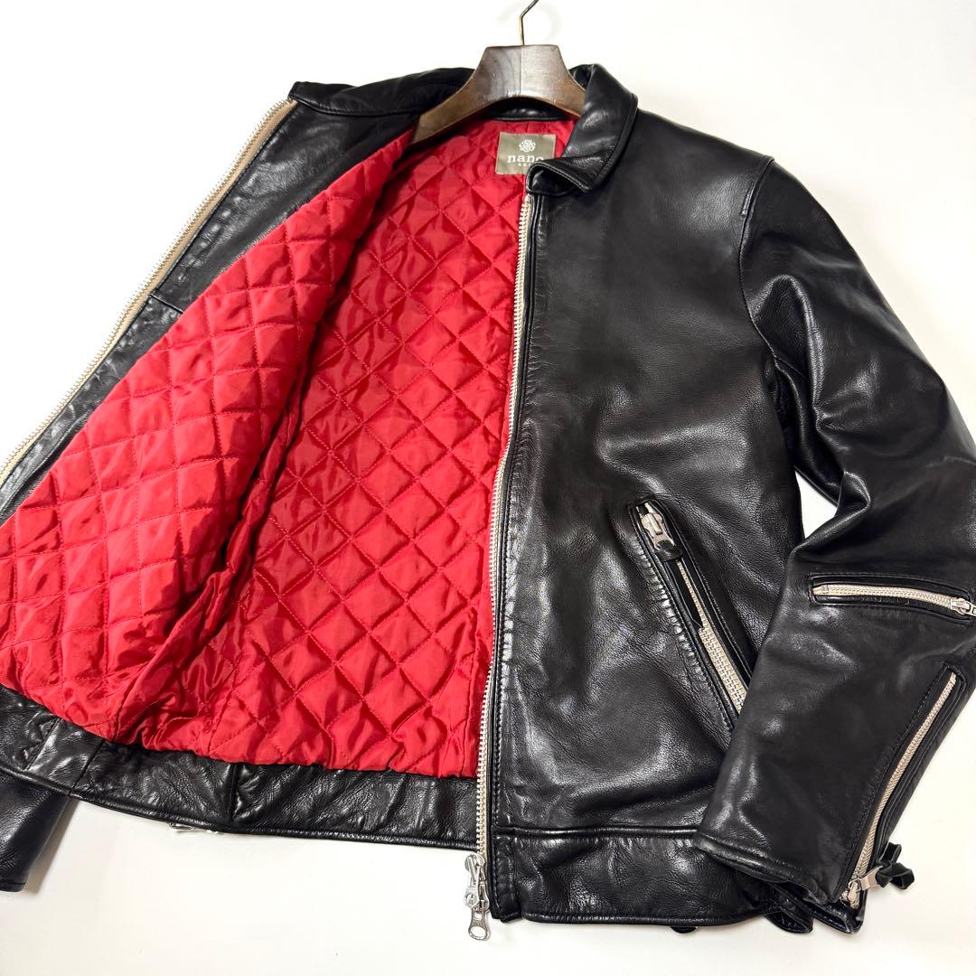 NANO&Co ナノユニバース 羊革 レザージャケット ライダース キルティング
