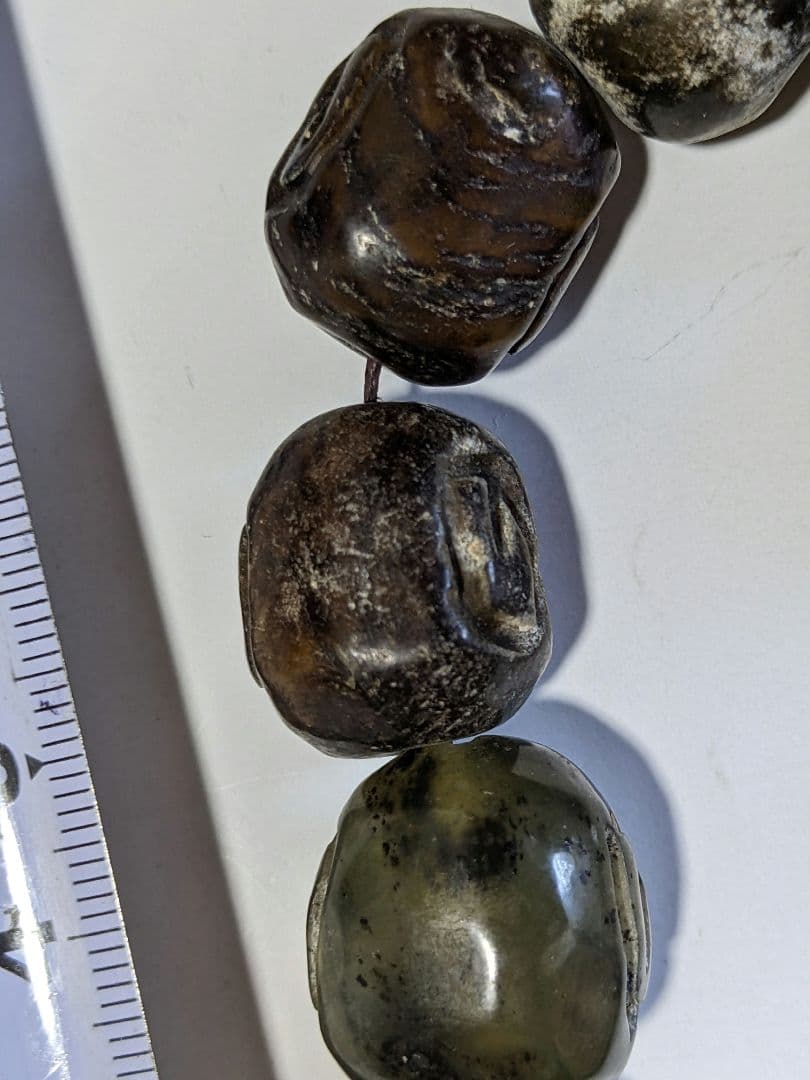 ♦珍物 チベット仏教 古美術品 大数珠 人面顔 手彫り 仏具 根付 緒締 骨董品