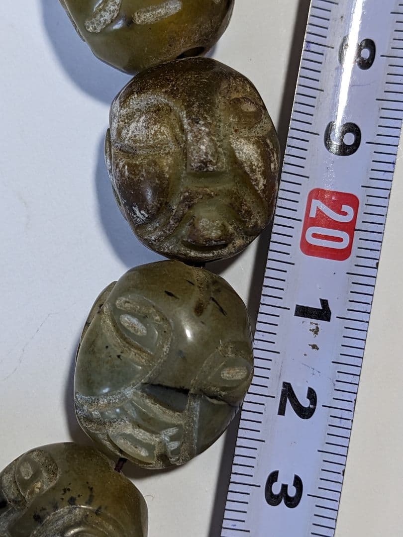 ♦珍物 チベット仏教 古美術品 大数珠 人面顔 手彫り 仏具 根付 緒締 骨董品