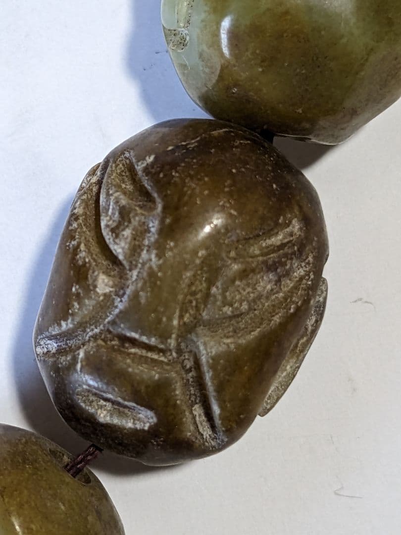 ♦珍物 チベット仏教 古美術品 大数珠 人面顔 手彫り 仏具 根付 緒締 骨董品