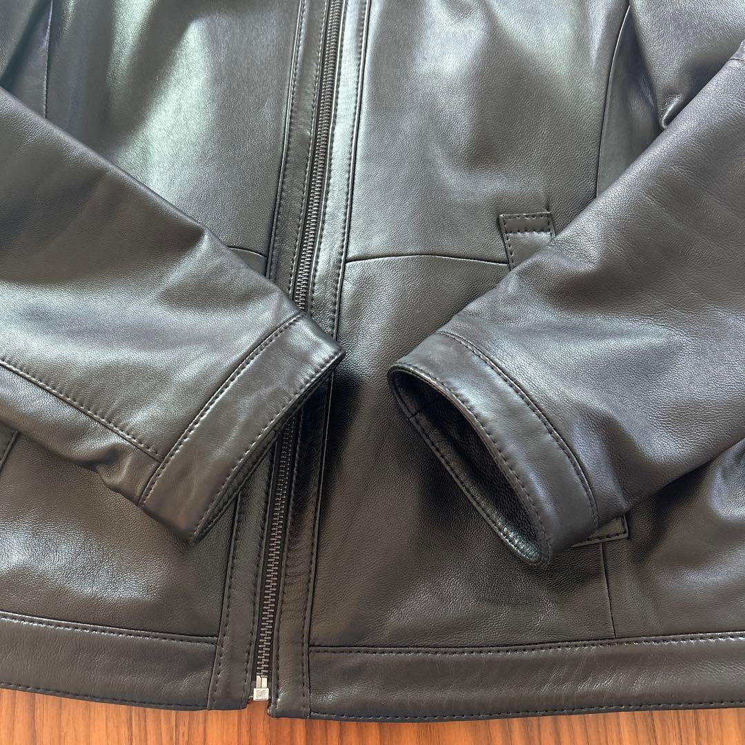 ヒューゴボス　レザーシングルライダースジャケット　46