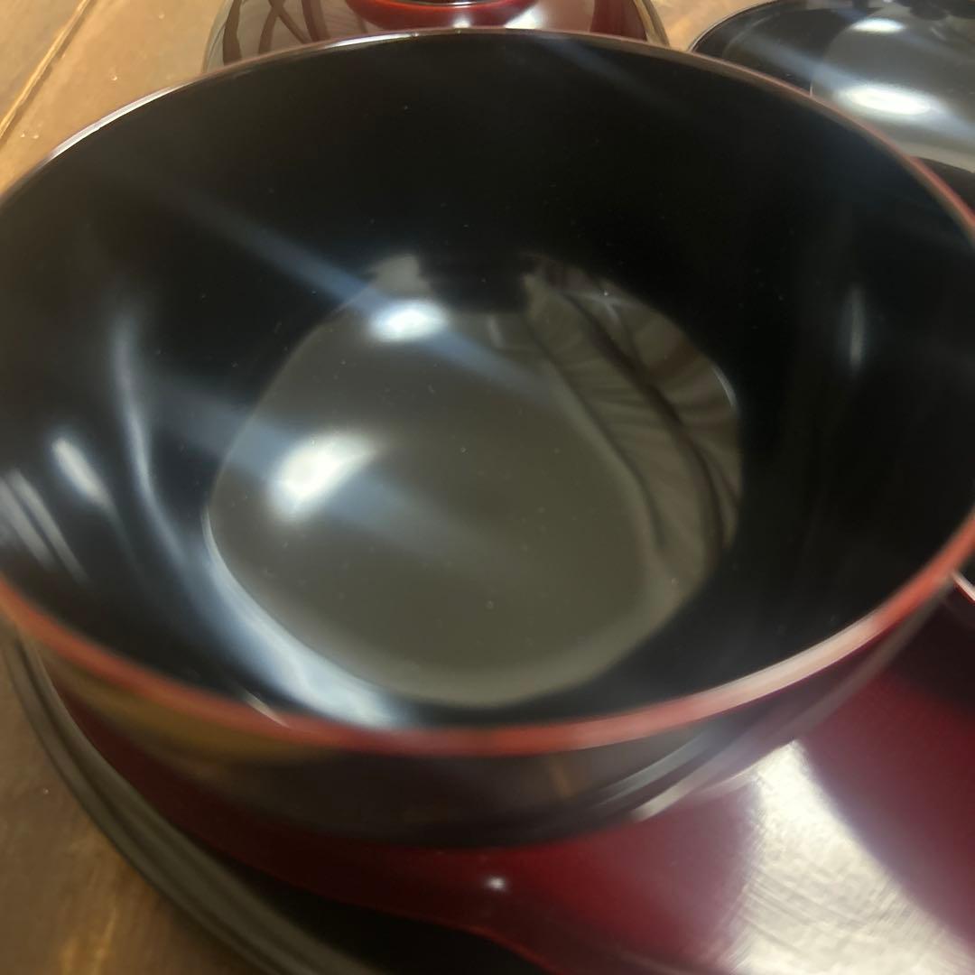 越前塗　千羽鶴雑煮椀 溜　蒔絵　本漆手塗り　ペア　箔鶴蒔絵　煮物椀