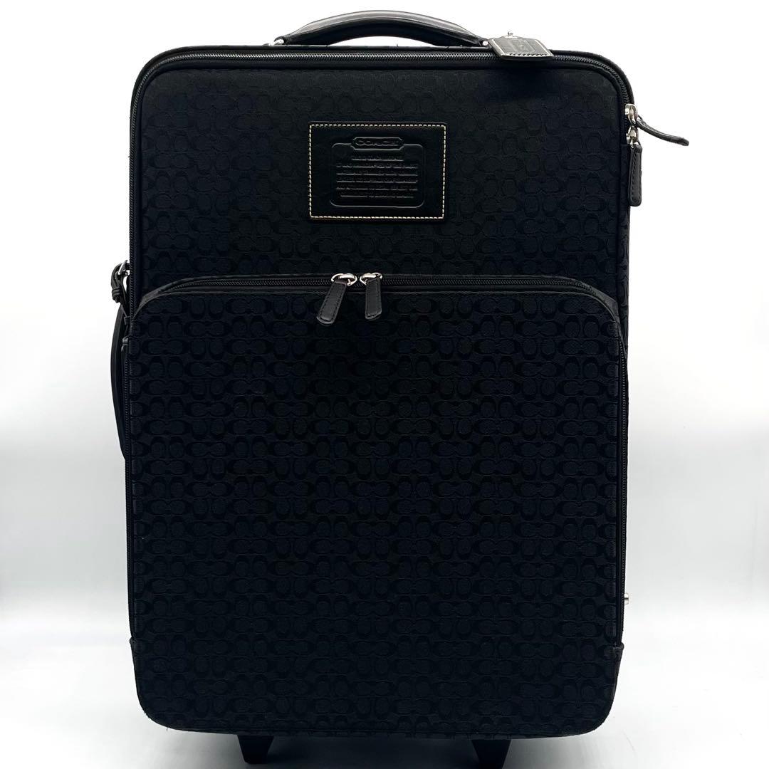 【美品】コーチ キャリーケース シグネチャー 総柄 スーツケース ブラック