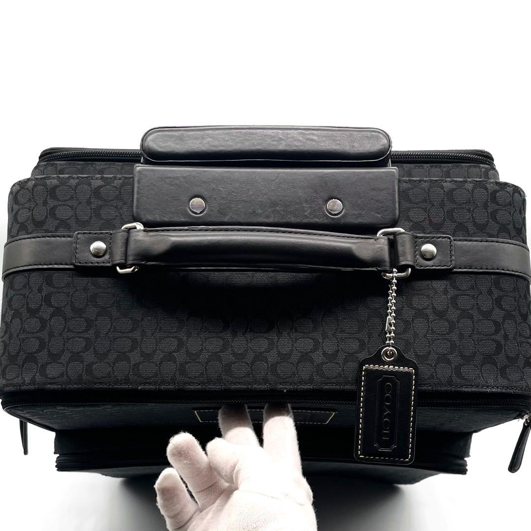 【美品】コーチ キャリーケース シグネチャー 総柄 スーツケース ブラック