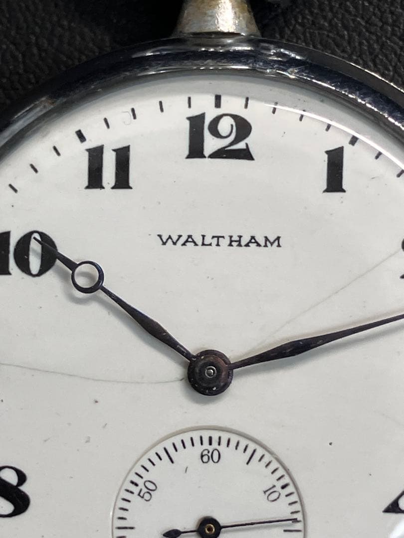 ①【WALTHAM/ウォルサム】手巻懐中時計 ホワイト文字盤 スモセコ※稼働品