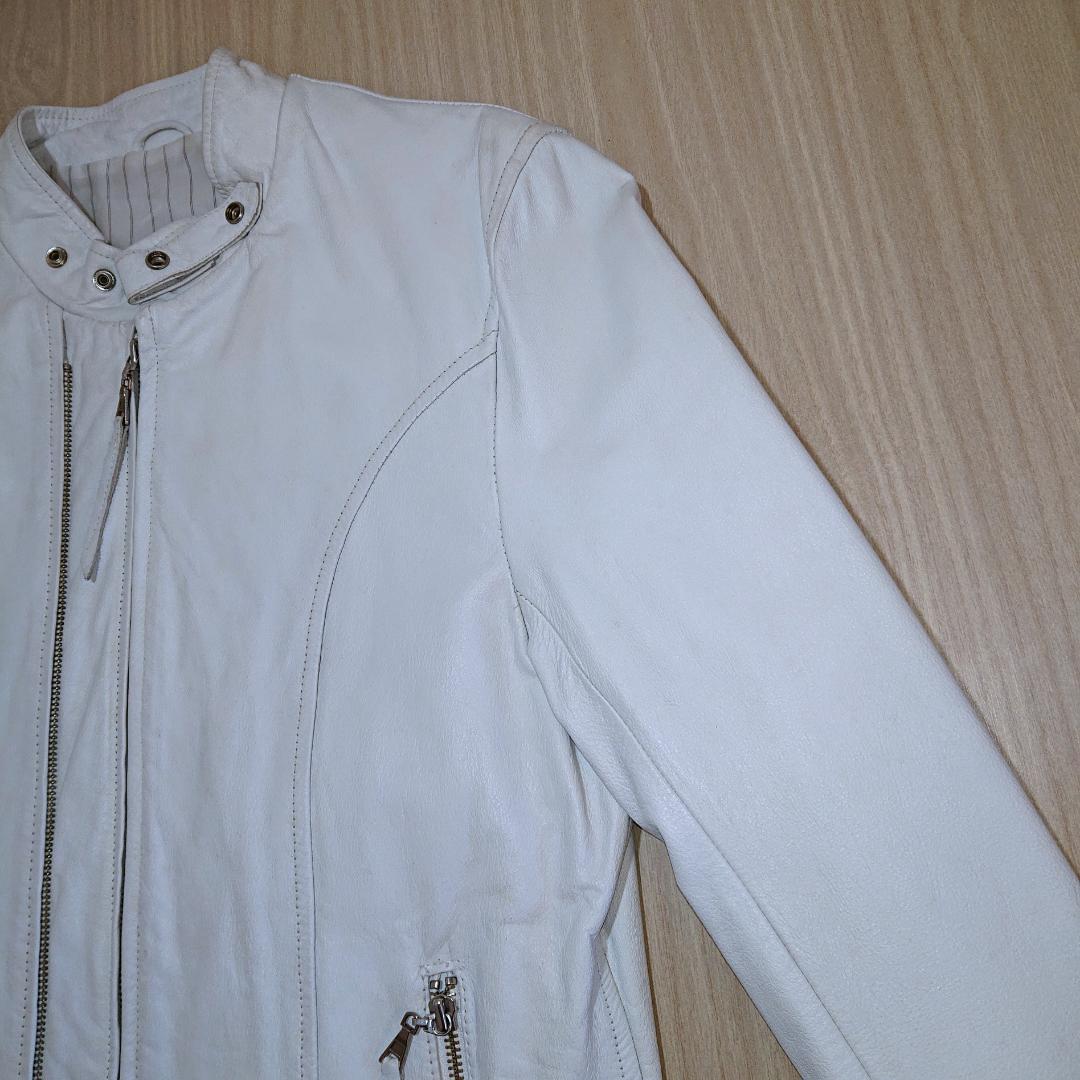 激レア　TAKA-Q　ライダースジャケット　シングル　Ｌサイズ　ホワイト　牛革