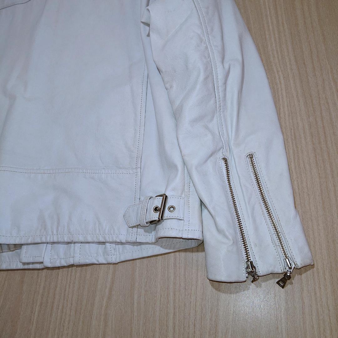激レア　TAKA-Q　ライダースジャケット　シングル　Ｌサイズ　ホワイト　牛革