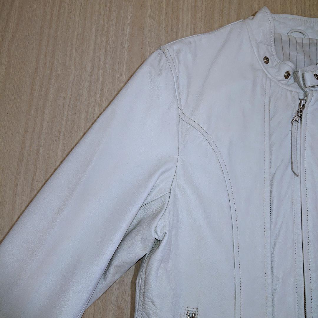 激レア　TAKA-Q　ライダースジャケット　シングル　Ｌサイズ　ホワイト　牛革