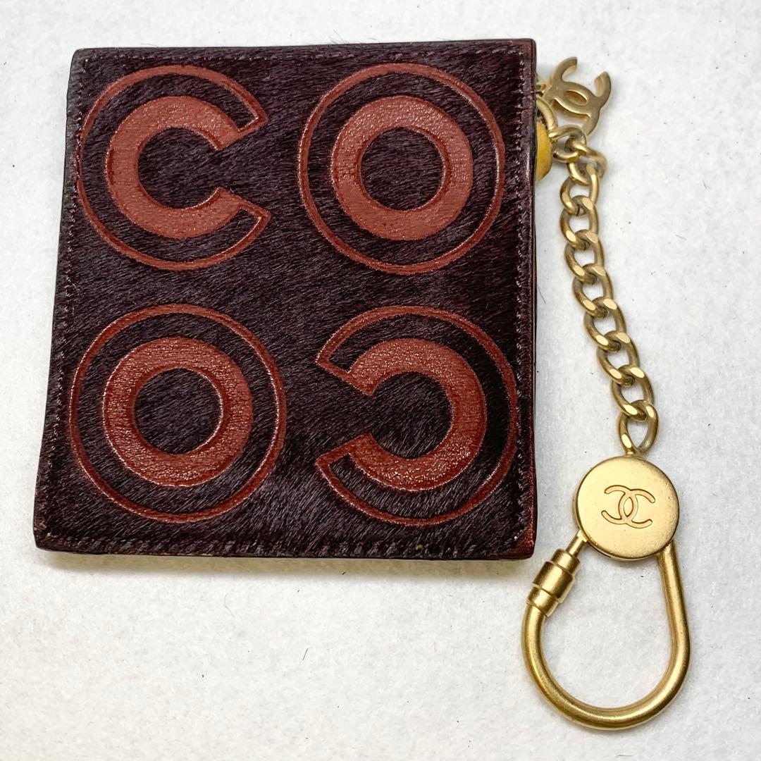 希少 CHANEL ケース ココマーク ハラコ レザー キーリング