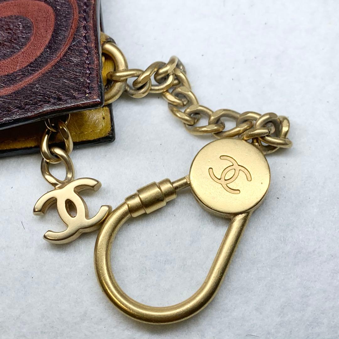 希少 CHANEL ケース ココマーク ハラコ レザー キーリング