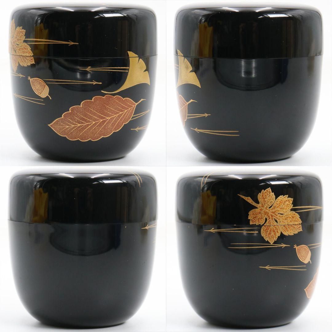 松斉作 吹寄蒔絵 中棗 銀杏 茶道具 共箱共布　V938