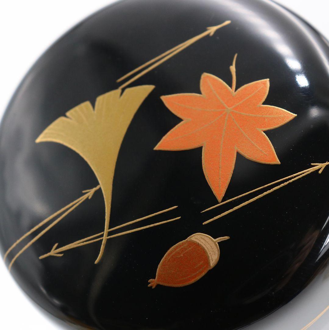 松斉作 吹寄蒔絵 中棗 銀杏 茶道具 共箱共布　V938