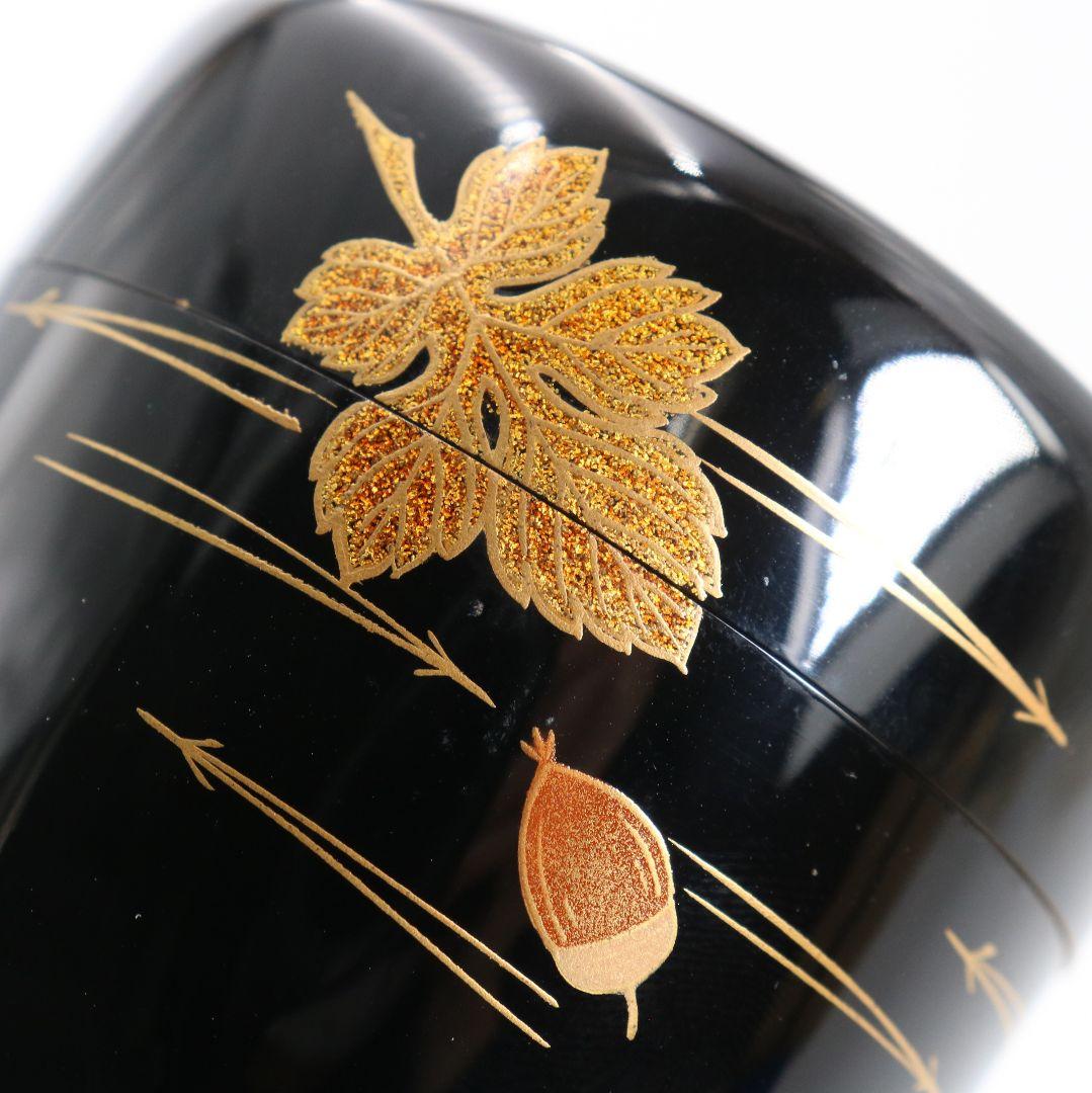 松斉作 吹寄蒔絵 中棗 銀杏 茶道具 共箱共布　V938