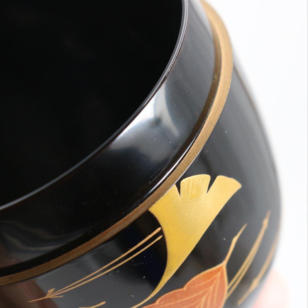 松斉作 吹寄蒔絵 中棗 銀杏 茶道具 共箱共布　V938