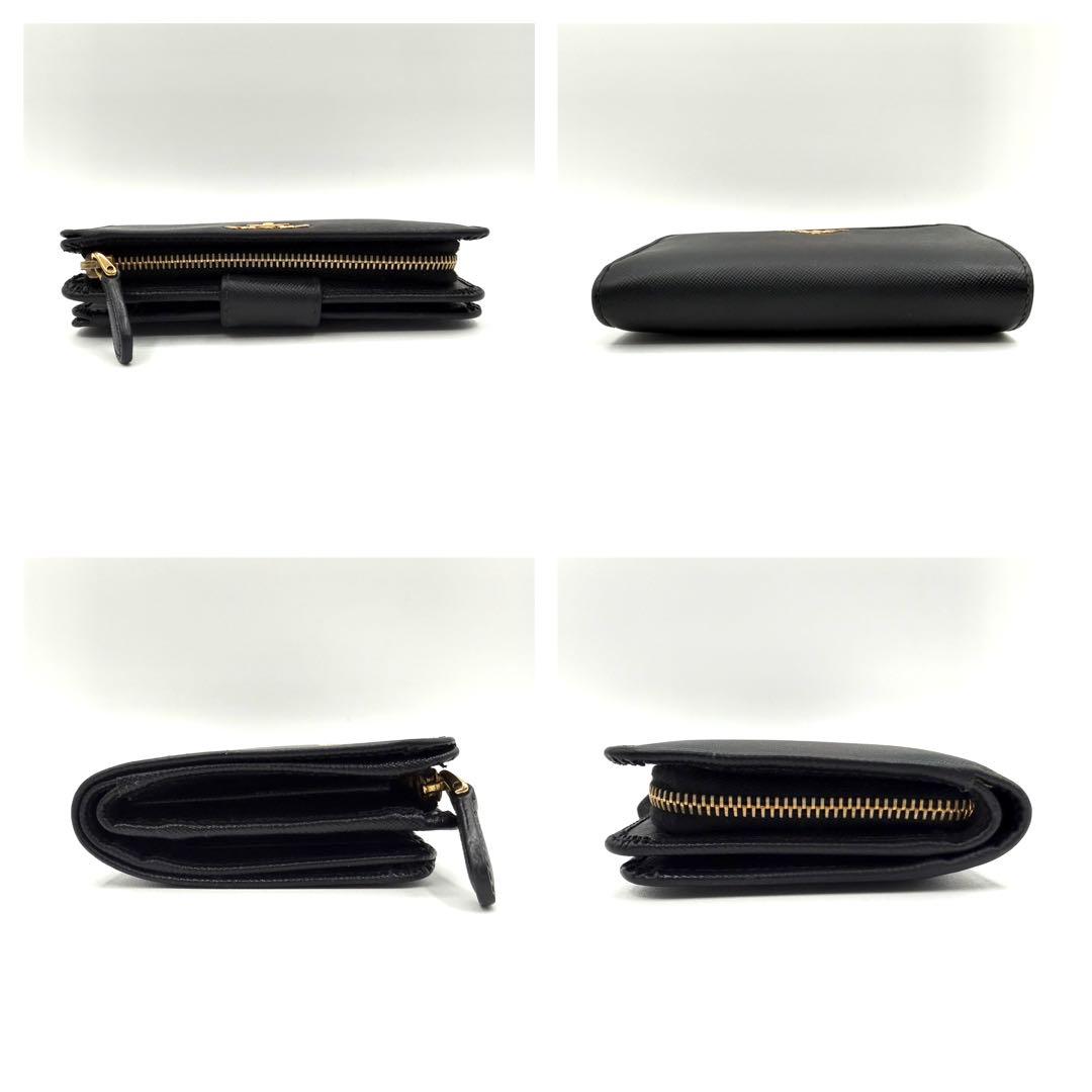 PRADA 二つ折り財布　GDロゴ金具　サフィアーノレザー　L字ファスナー