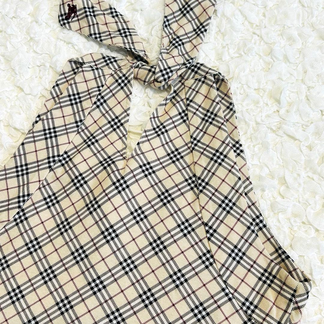 【バーバリーブルーレーベル】ノバチェック　ホルターネック　日本製　ベージュ