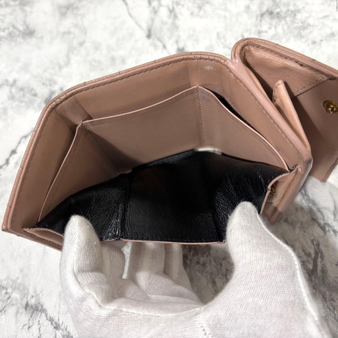 SAINT LAURENT 三つ折り財布 YSL キルティング レザー ピンク