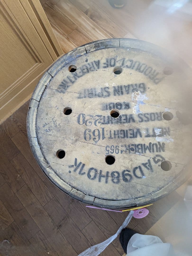 木製穴あきデザインテーブル 約69cmサントリー ウィスキー樽