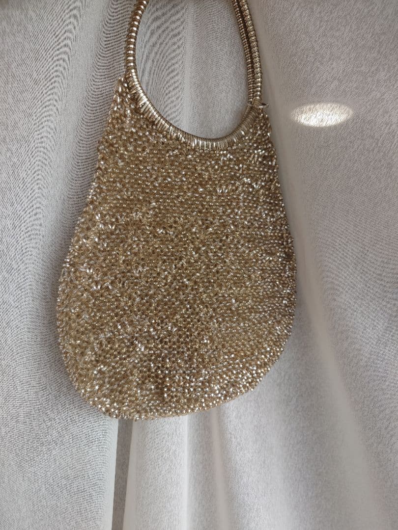 美品アンテプリマワイヤーバッグラウンド縦型シルバーゴールドショルダーチェーン付