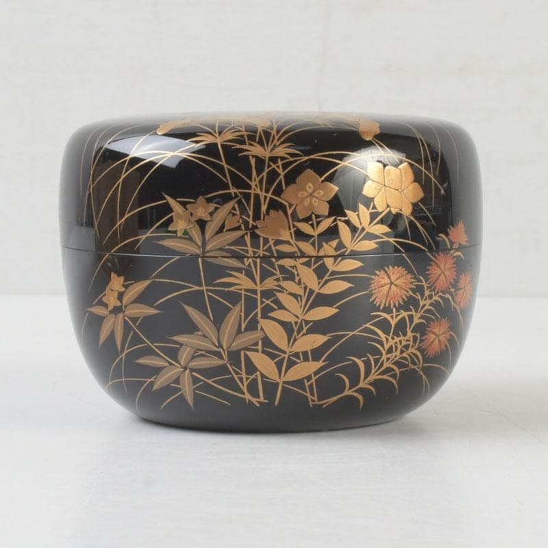 茶道具　加賀蒔絵師　中村宗尹作　秋草蒔絵　平棗　共箱　V　9661