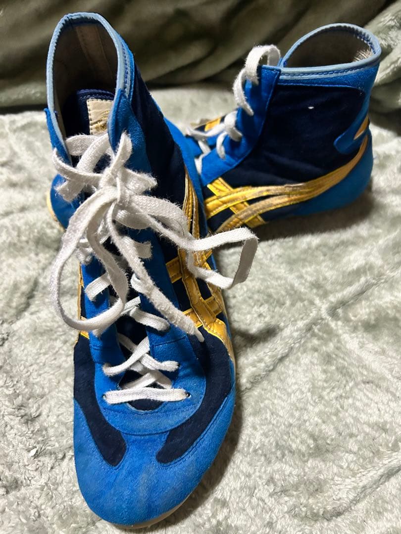 レスリング,ボクシング シューズ オーダー 青/黒/金